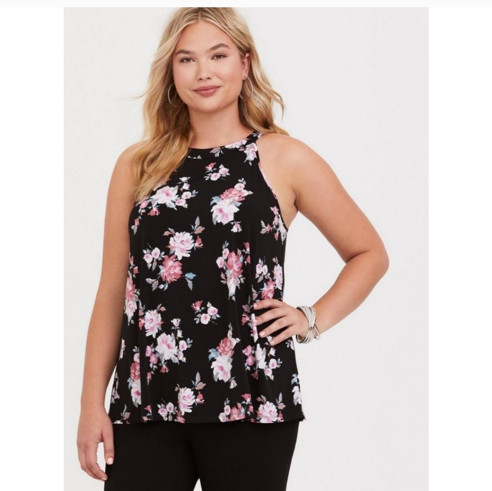 New floral high neck top